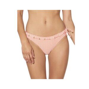 Jessica Simpson Women's Striped Hipster Melon Pink Bikini Swim Bottoms Size L